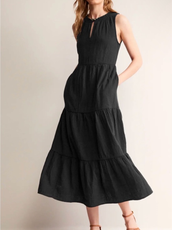 Boden Dresses & Skirts - Boden Black Sleeveless Tiered Maxi Dress 14R 100% cotton